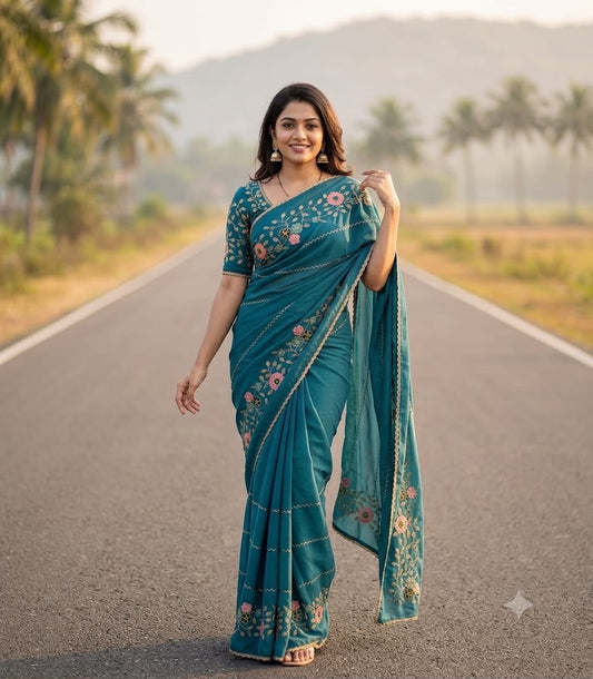 Georgette Embroidered Saree