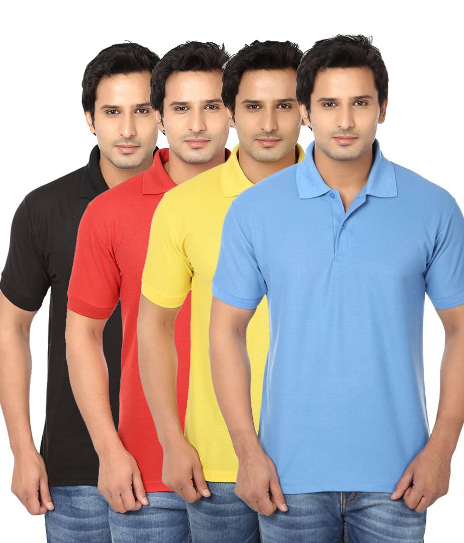Pack Of 4 Men's Cotton Polo-T Shirt