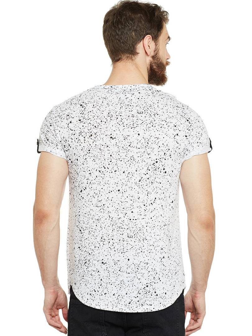 White Cotton Print Round Neck Half Sleeve T-Shirt