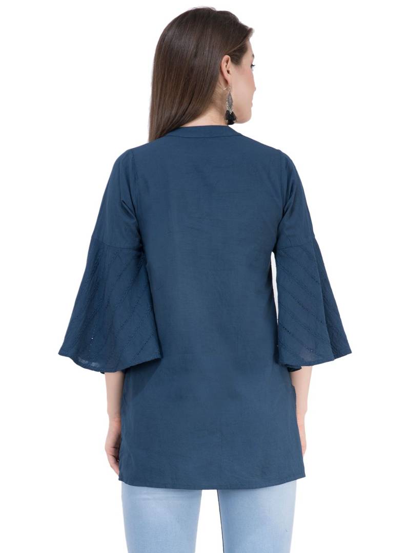 Rayon Green Embroidered Top