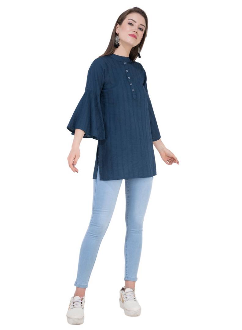 Rayon Green Embroidered Top
