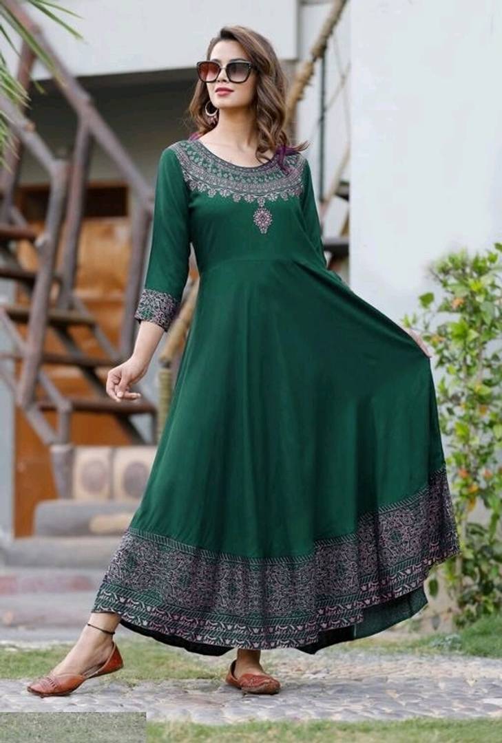 Rayon Printed Anarkali Kurta