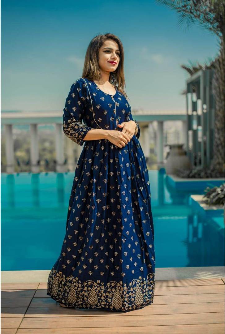 Rayon Floral Printed Anarkali Kurta