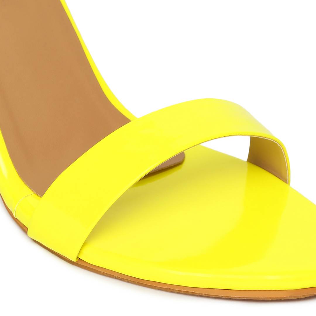 Synthetic Leather Yellow Solid Block Heel