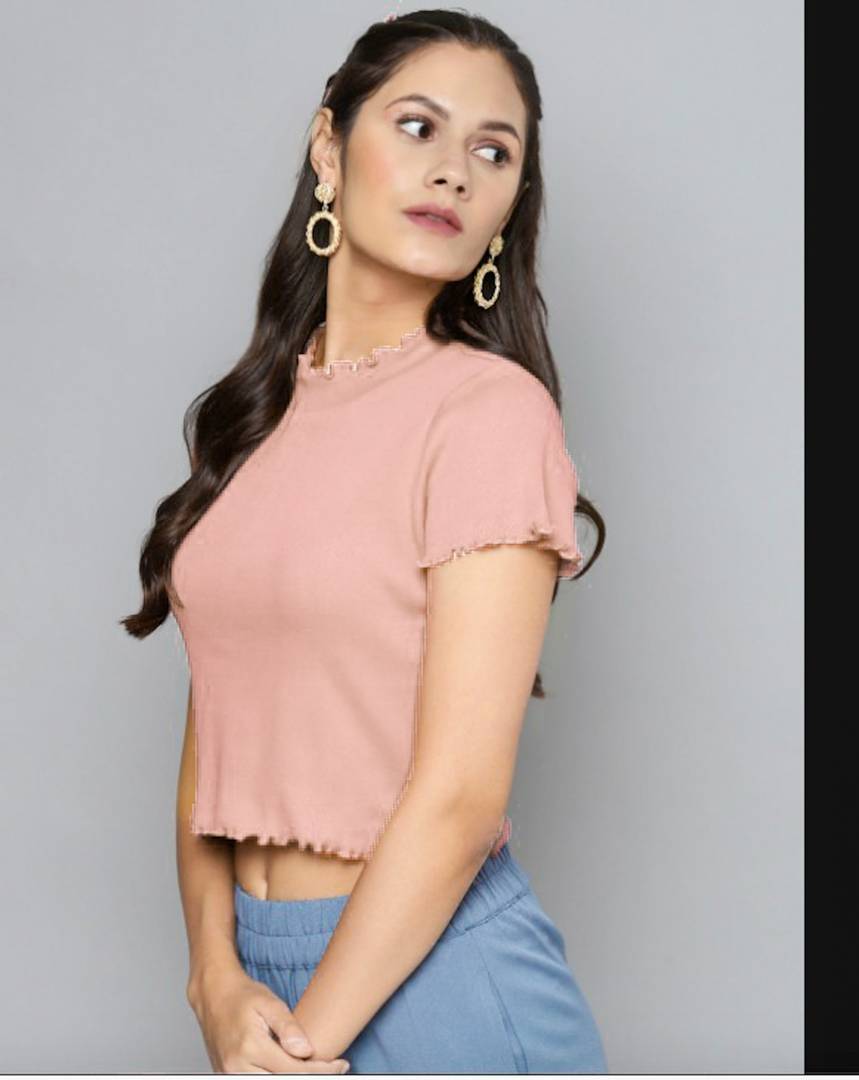 Elite Peach Hosiery Solid Crop Top