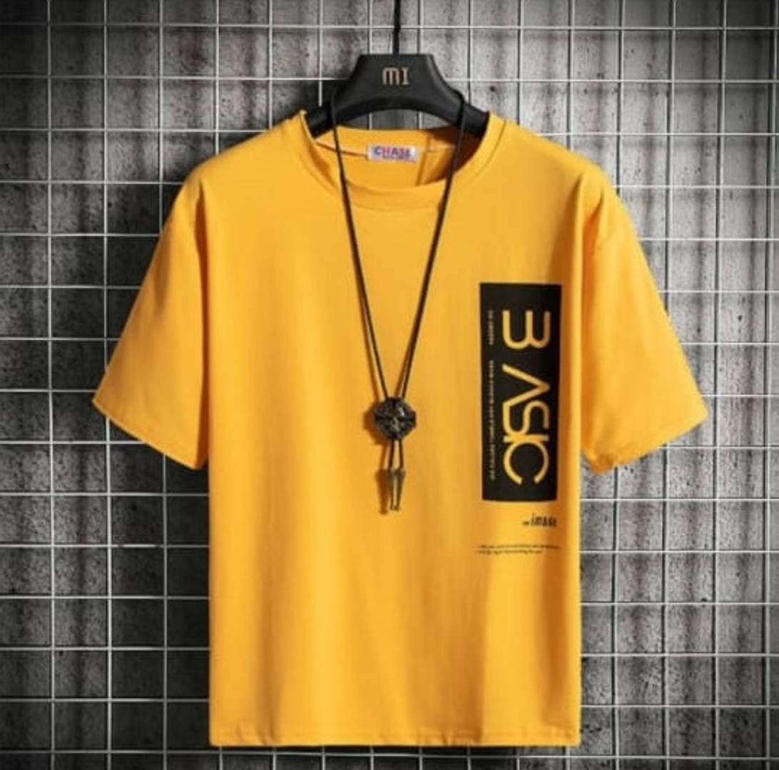 Trendy Cotton Blend Mustard Basic Print T shirt