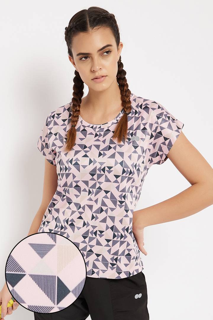 Round Neck Geometric Print Sports T-shirt