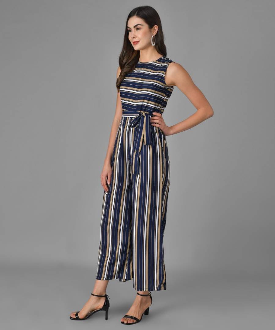 Multicolour Striped Flare Jumpsuit