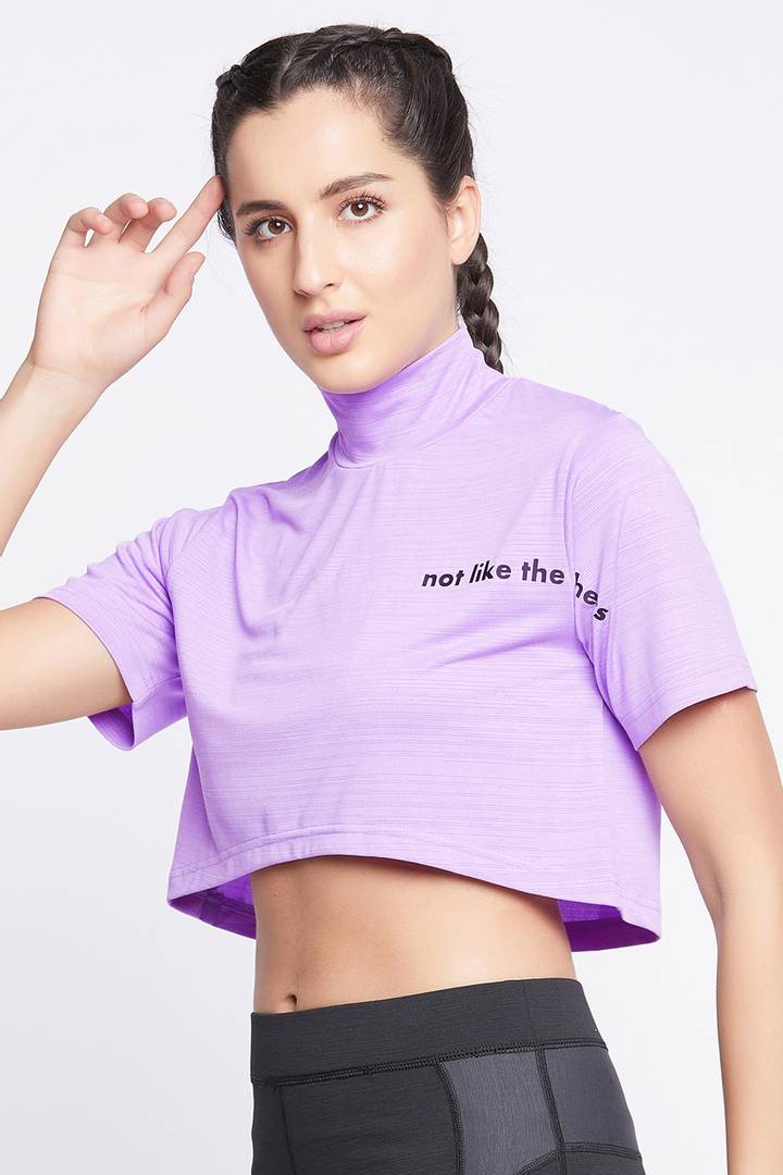 Purple  Spandex Sports Crop Top