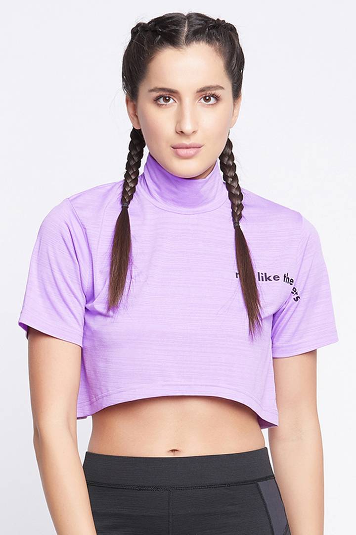 Purple Spandex Sports Crop Top