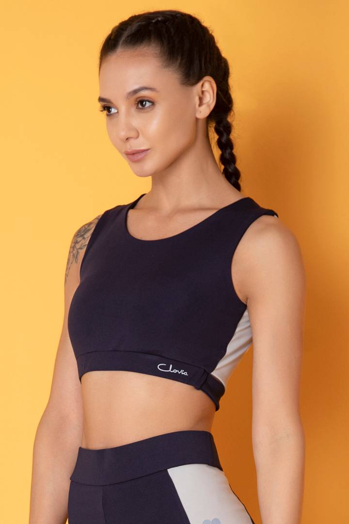 Navy Blue  Spandex Sports Top