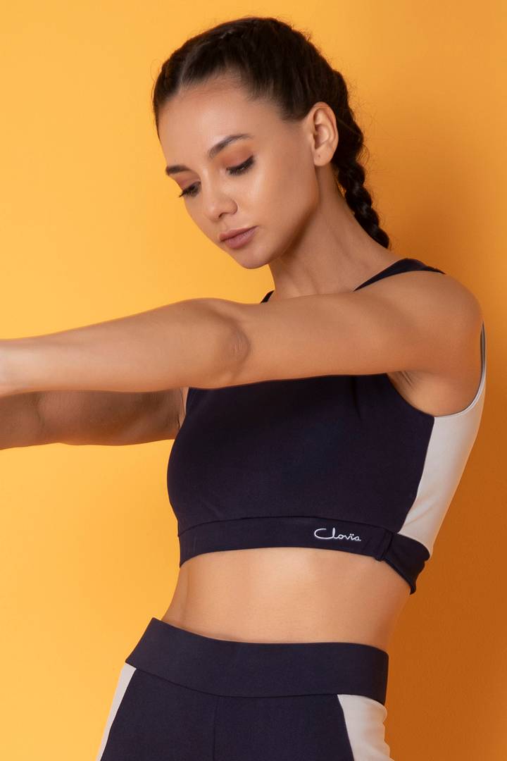 Navy Blue  Spandex Sports Top