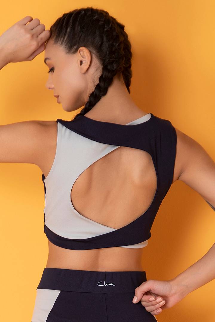 Navy Blue  Spandex Sports Top