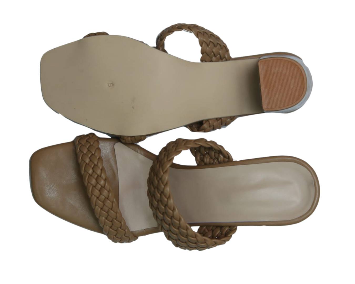 Stylish Rexine & EVA Beige Solid Block Heels Sandals For Women