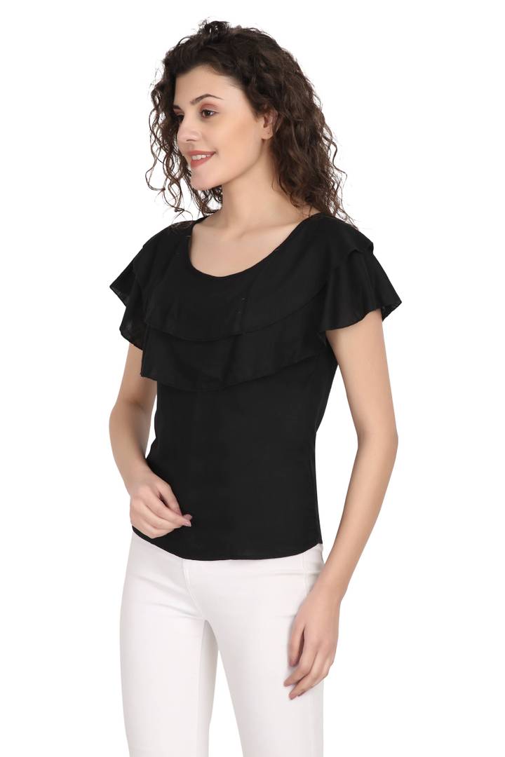 Fabulous Black Rayon Solid Tops For Women And Girls