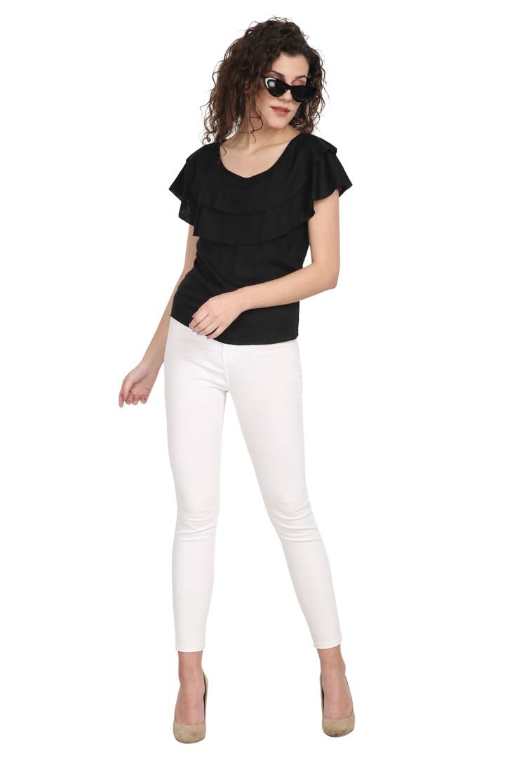 Fabulous Black Rayon Solid Tops For Women And Girls