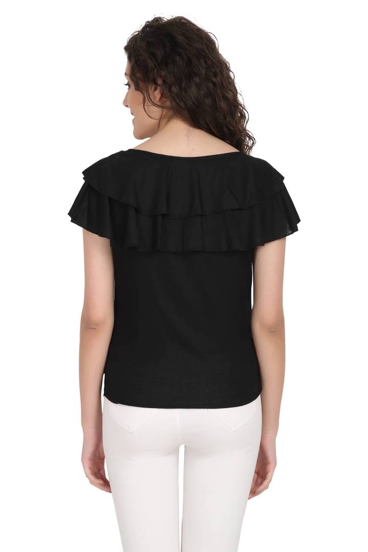 Fabulous Black Rayon Solid Tops For Women And Girls