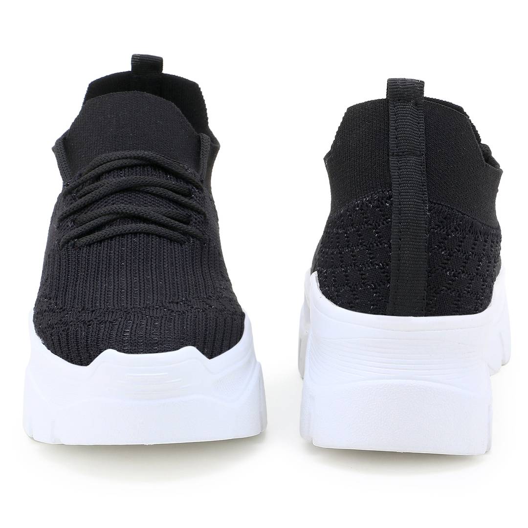 Stylish Black Mesh Sports Shoes