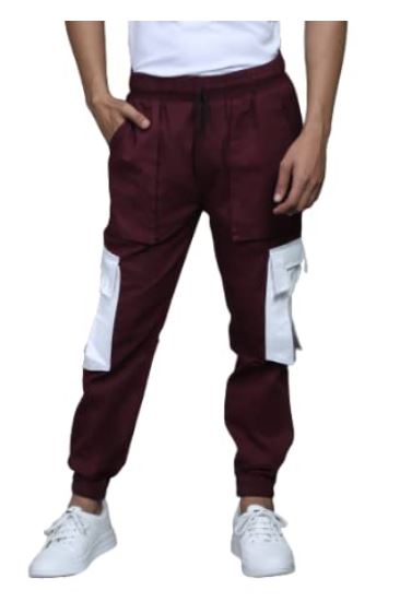 Dark Maroon Multi Pocket Buckled Cargo Pant