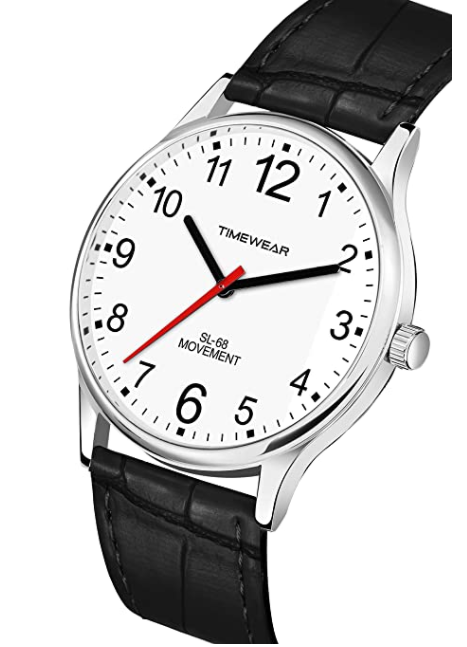 TIMEWEAR Analog Number Dial Leather Strap Watch