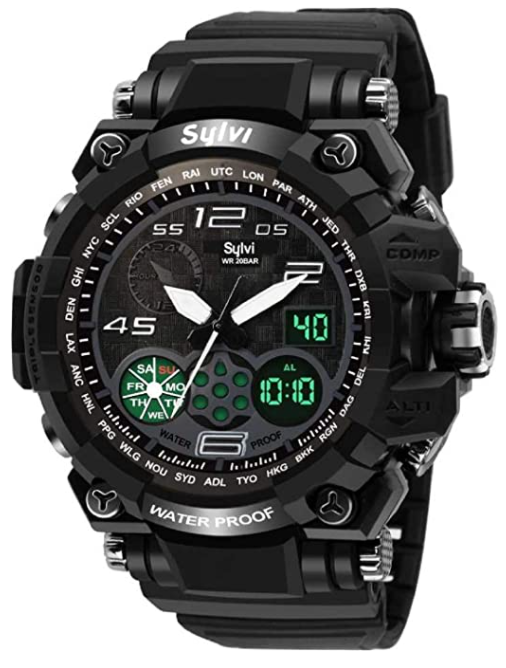 Sylvi Multi-Function Premium Chronograph Waterproof Sports Look Analog-Digital Watch