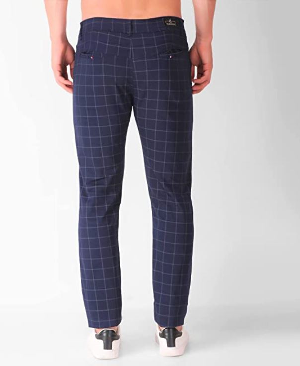 Blue Slim Fit Casual Trousers