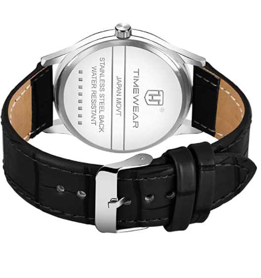 TIMEWEAR Analog Number Dial Leather Strap Watch