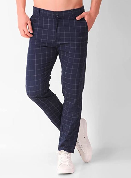 Blue Slim Fit Casual Trousers