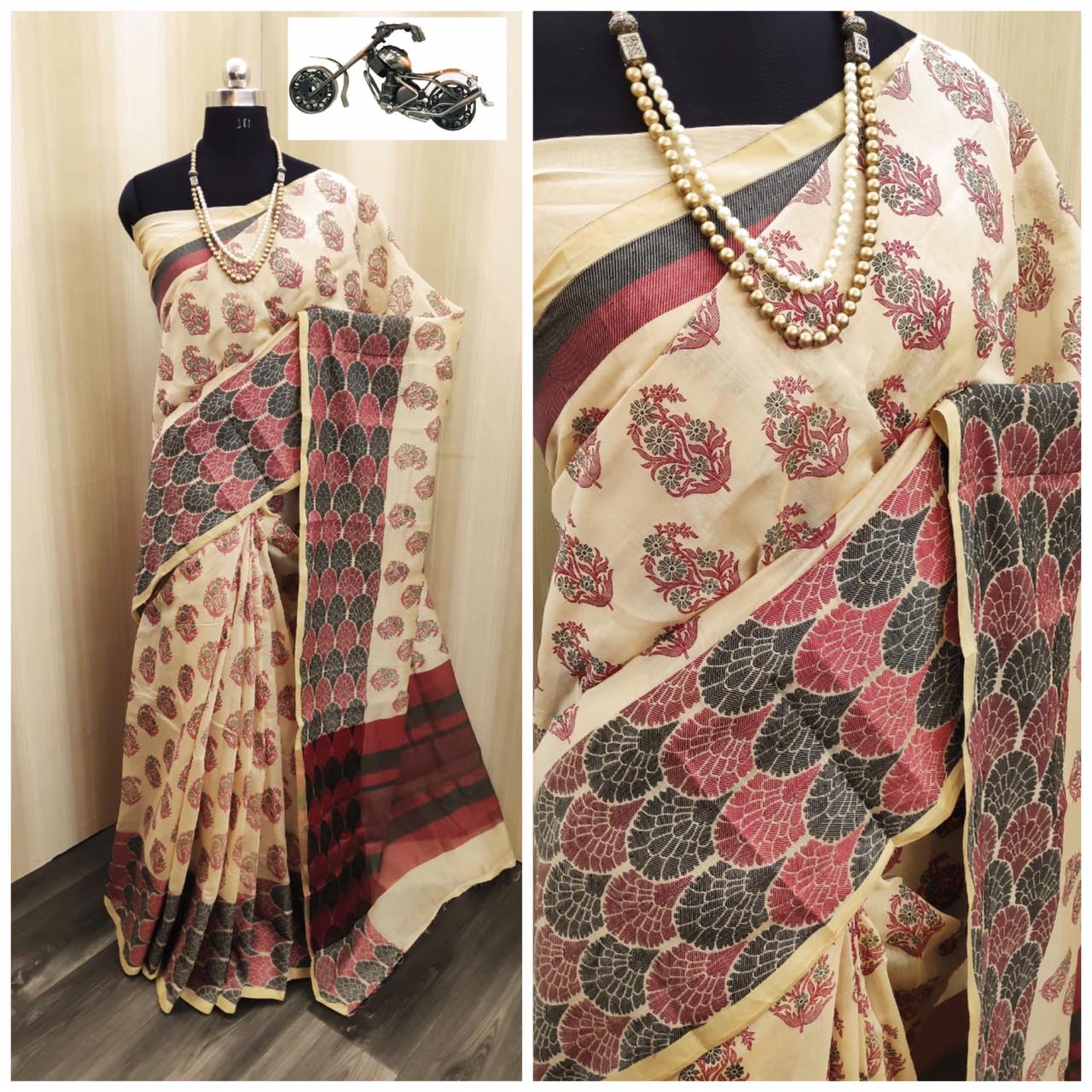 SOFT COTTON SILK WITH TABLE PRINT