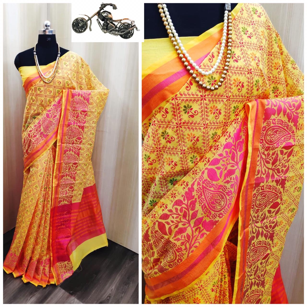 SOFT COTTON SILK WITH TABLE PRINT