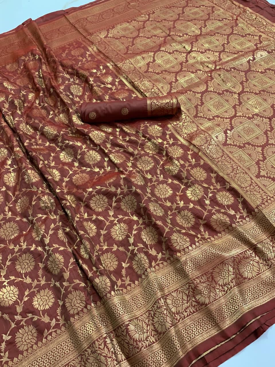 Banarasi Handloom Soft Silk Weaving  Saree