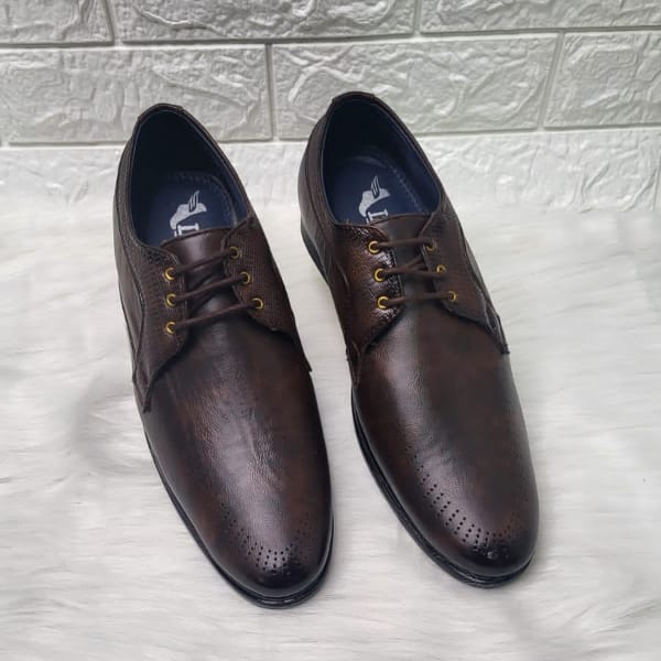 Lucas Pattern Derby Brown Formal Shoes