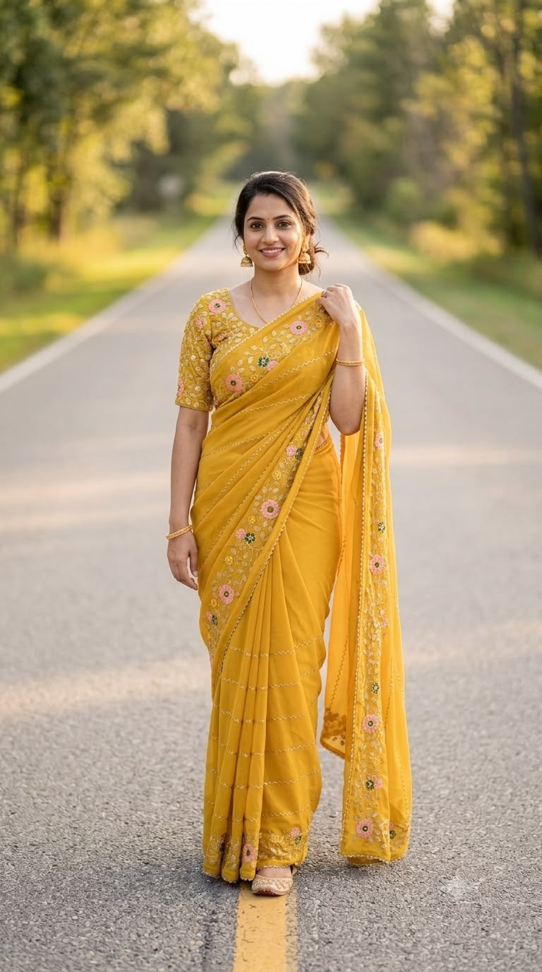 Georgette Embroidered Saree