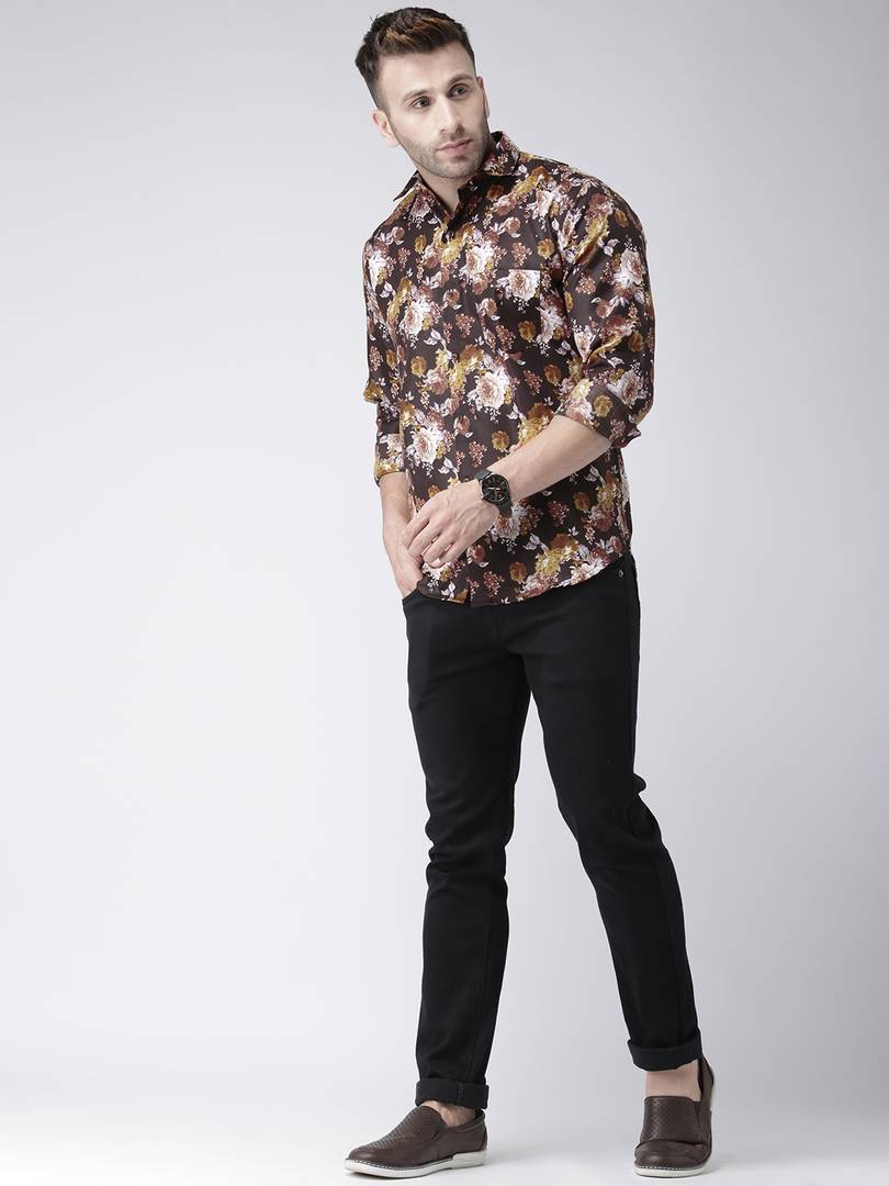 Multicoloured Printed Slim Fit  Shirt