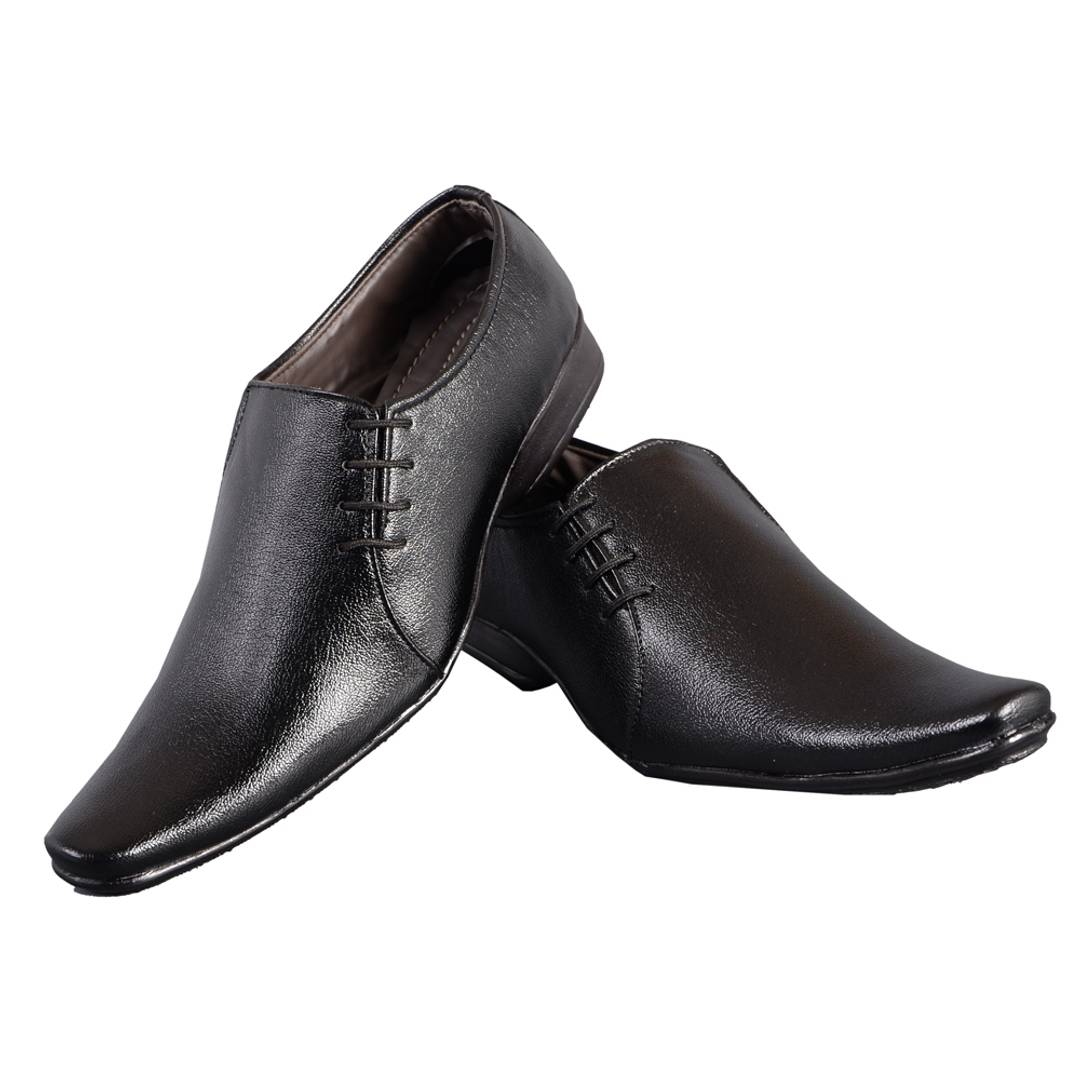 Black Slip-on Synthetic Party Wear Formal Shoes