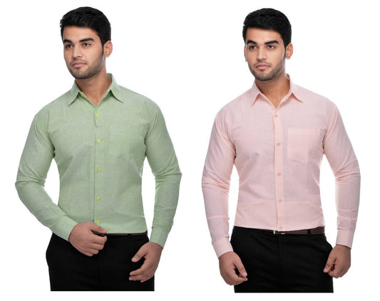 Khadi Solid Long Sleeve Formal Shirt Combo