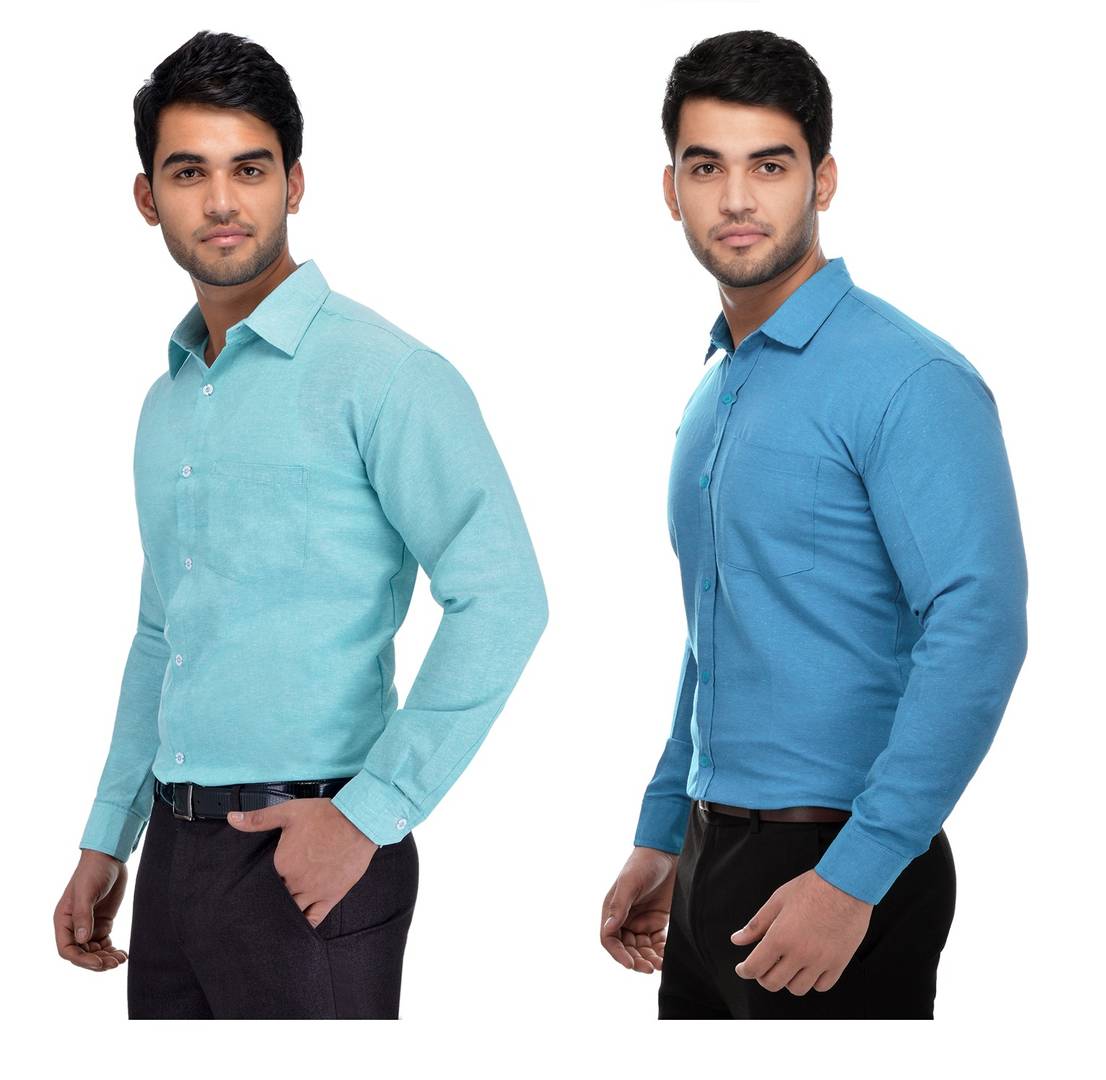 Khadi Long Sleeve Formal Shirt (Combo of 2)