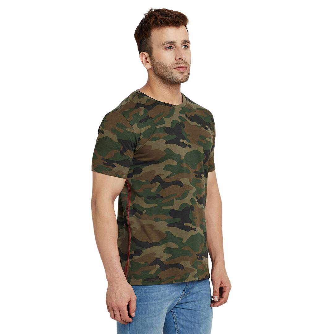 Camouflage Round Neck Half Sleeve All Over Printed T-Shirt