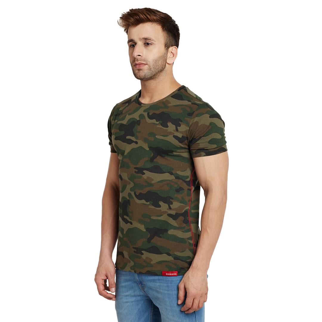 Camouflage Round Neck Half Sleeve All Over Printed T-Shirt