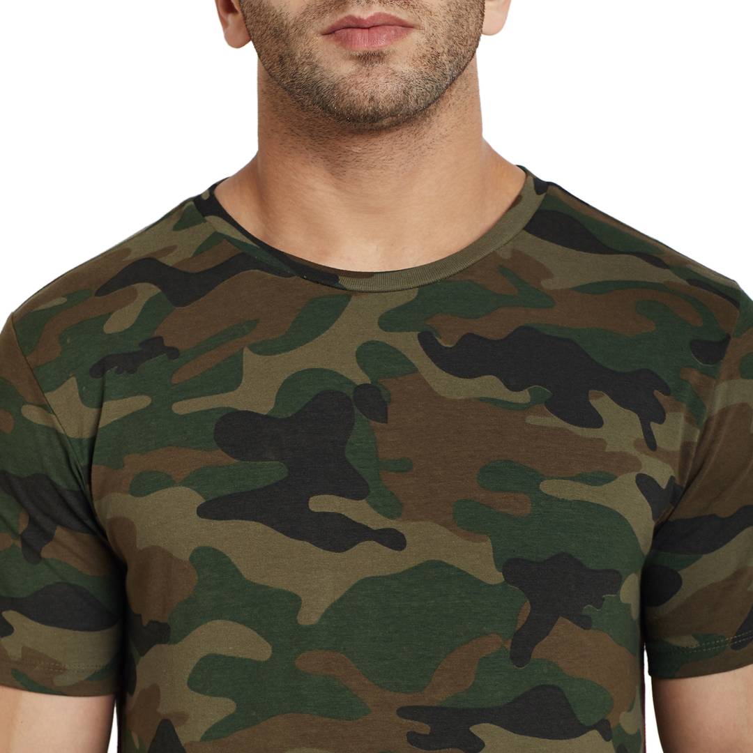 Camouflage Round Neck Half Sleeve All Over Printed T-Shirt