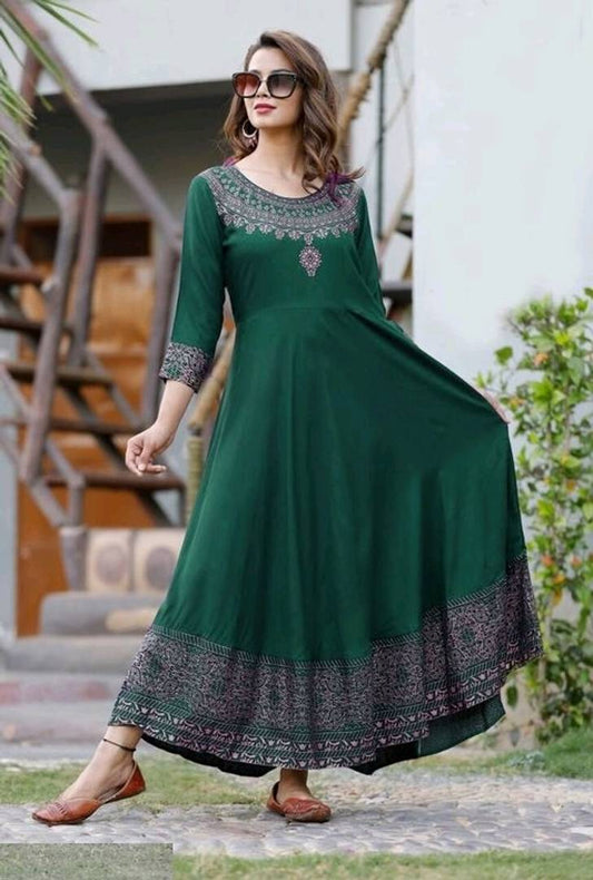 Rayon Printed Anarkali Kurta