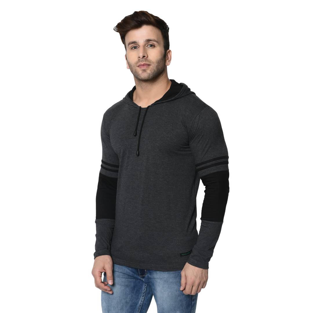 Grey Cotton Hooded Tees