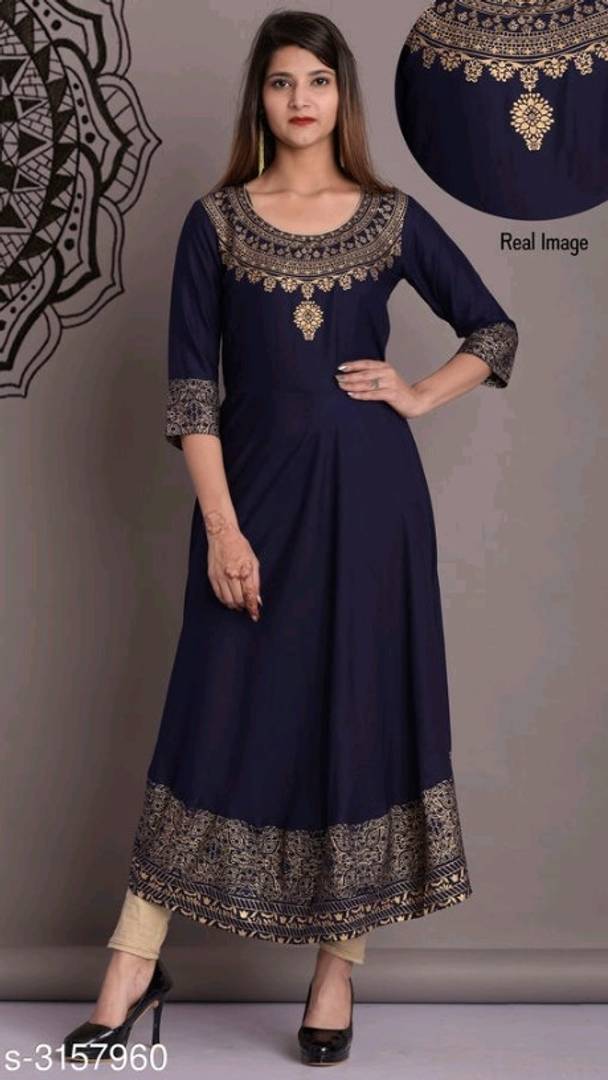 Rayon Printed Anarkali Kurti