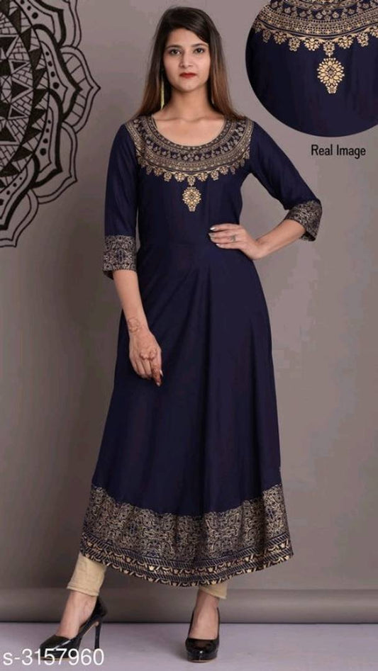 Rayon Printed Anarkali Kurti