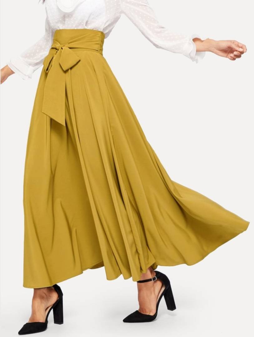 Women Yellow Flare Skirt