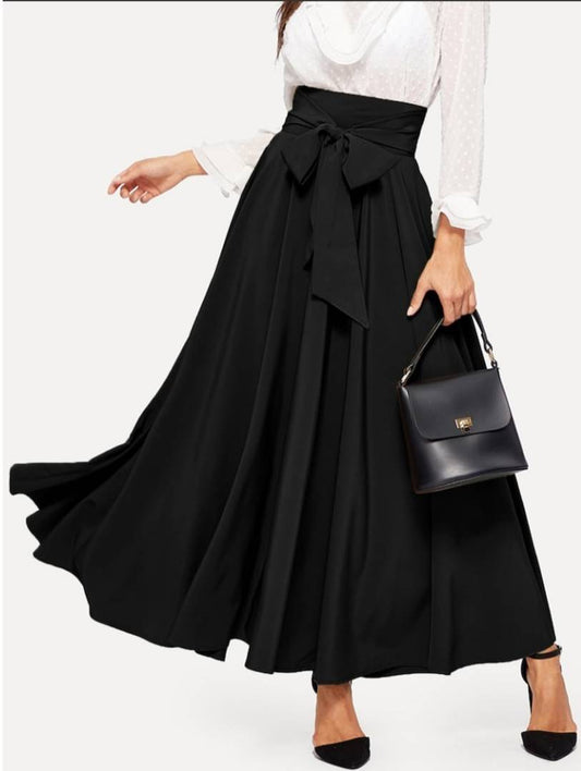 Women Black Long Solid Skirt