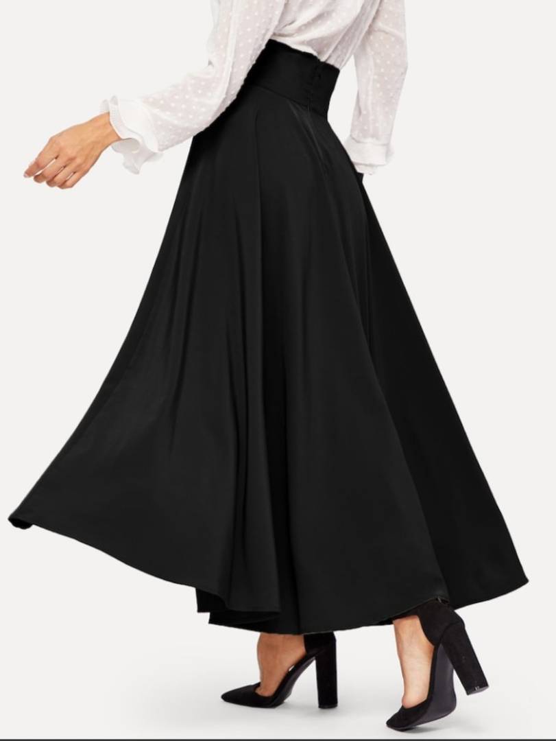 Women Black Long Solid Skirt