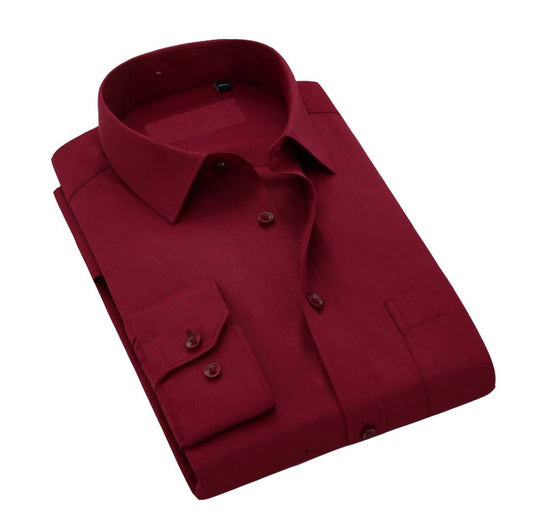 Maroon Cotton Long Sleeve Formal Shirt