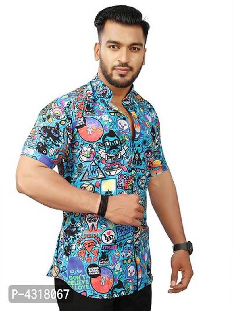 Satin Blend Printed Casual Shirt