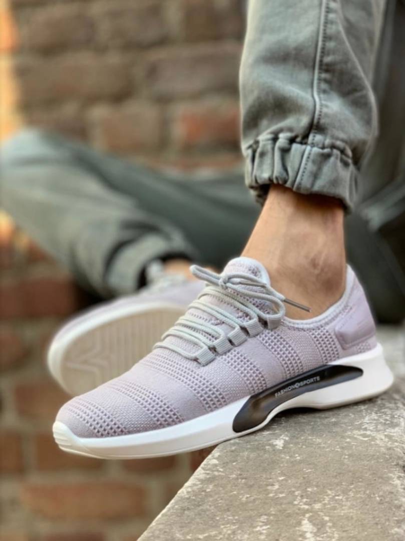 Grey Mesh Solid Sports Shoes